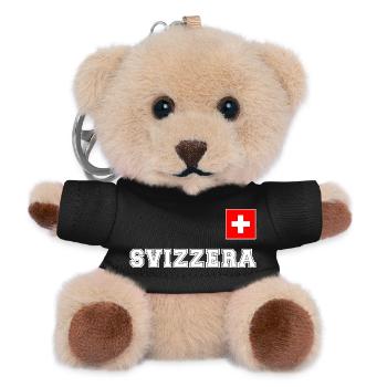 SVIZZERA - SCHWEIZ Trikot Look - mit Fahne Flagge - Teddy Schlüsselanhänger - Schwarz - Vorne