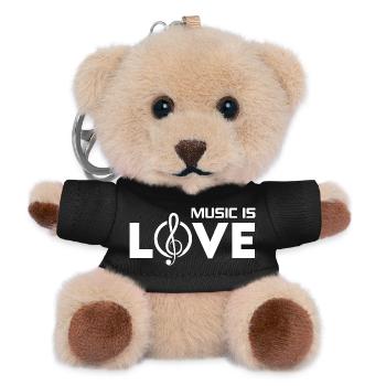 Music is Love Noten Sprüche Musik ist Liebe DJ - Teddy Schlüsselanhänger - Schwarz - Vorne