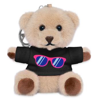 Pink Blaue Sonnenbrille Pop Art Retro - Teddy Schlüsselanhänger - Schwarz - Vorne