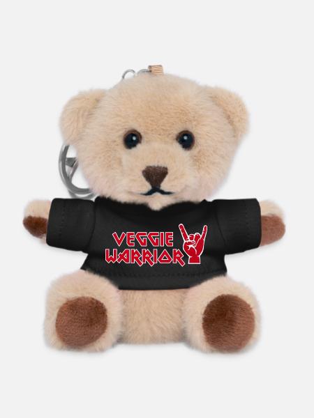 Veggie Warrior vegan metal rock hand cool saying - Teddy Keyring - black