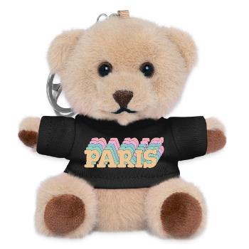 Paris – Pastell Typo & Städteflair - Teddy Schlüsselanhänger - Schwarz - Vorne