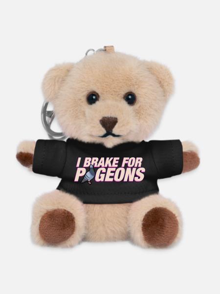 I brake for pigeons - Teddy Keyring - black