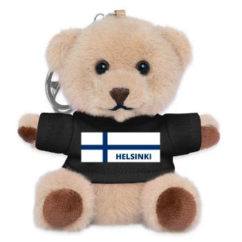 Helsinki City in Finnish Flag - Teddy Keyring - black - Front