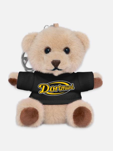 Dortmund Retro Logo Druck - Teddy Schlüsselanhänger - Schwarz