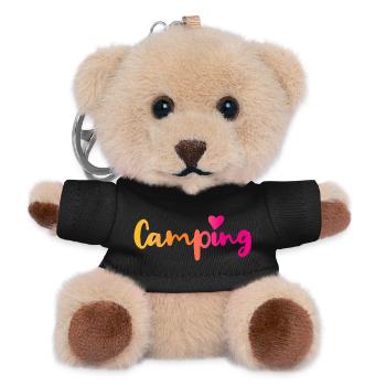 Camping Verlauf Herz pink Quote Fan Camper Outdoor - Teddy Schlüsselanhänger - Schwarz - Vorne