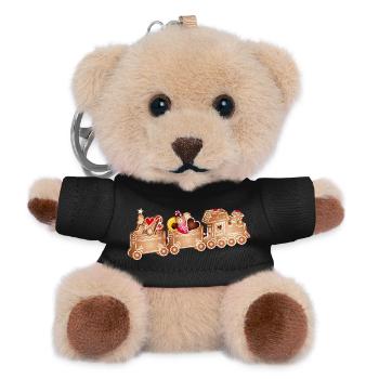 zauberhafte 3D Lebkuchen Eisenbahn für Weihnachten - Teddy Schlüsselanhänger - Schwarz - Vorne