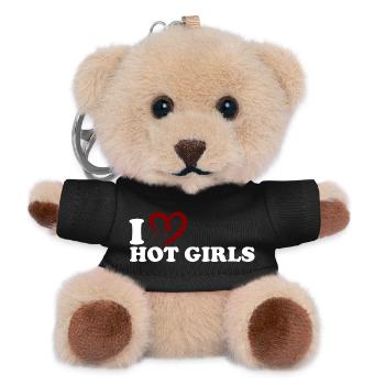 I ♥ Hot Girls - Teddy Keyring - black - Front