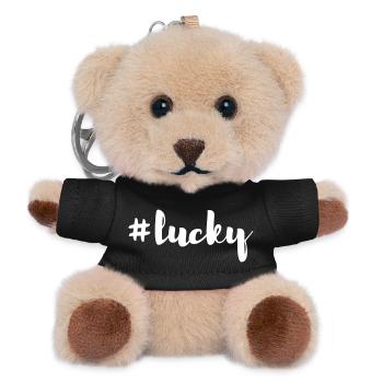 lucky quote happiness happy handwriting hashtag - Teddy Keyring - black - Front