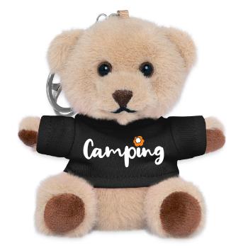 Camping Blume Urlaub Blüte Frühling Saison - Teddy Schlüsselanhänger - Schwarz - Vorne