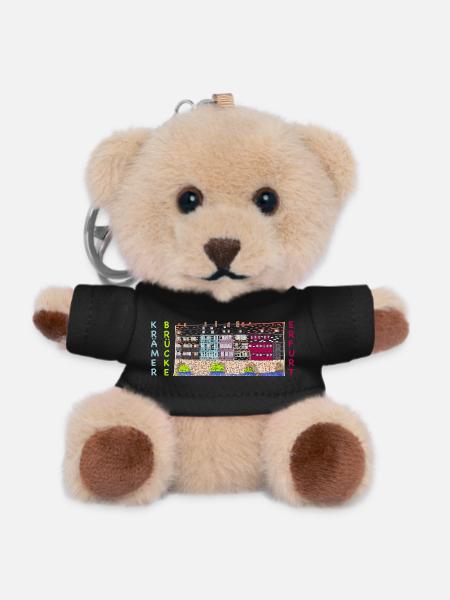 Erfurt, Krämerbrücke, Wahrzeichen Deutschland - Teddy Schlüsselanhänger - Schwarz