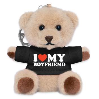 I love my boyfriend Herz Shirt - Teddy Schlüsselanhänger - Schwarz - Vorne