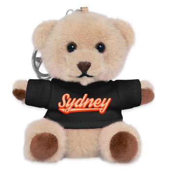Sydney Retro Script Logo - Teddy Keyring - black - Front