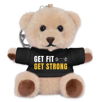 Get Fit Get Strong - Cadeau Fitness avec Haltères - Porte-clés ourson - noir - Devant