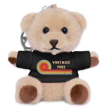 Vintage 1982 birthday retro design - Teddy Keyring - black - Front