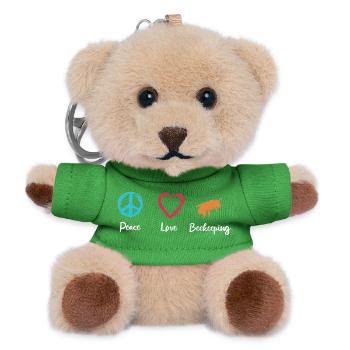 Peace Love Beekeeping - Teddy Keyring - green - Front