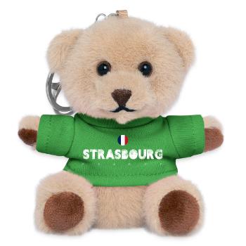 Strasbourg Distressed Flag Typography - Teddy Keyring - green - Front