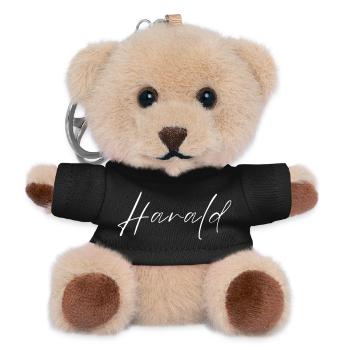 Harald Name T-Shirt Gift for Men - Teddy Keyring - black - Front