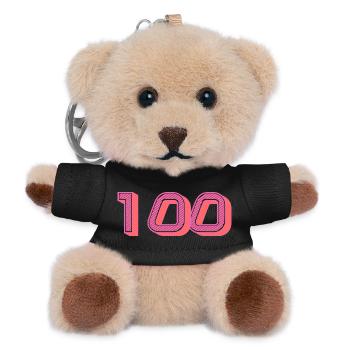 100. 100 YEARS. 100th ANNIVERSARY. BIRTHDAY 100 - Teddy Keyring - black - Front