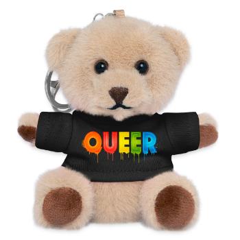Queer Typografie Pride-Monat Gleiche Rechte LGBTQ - Teddy Schlüsselanhänger - Schwarz - Vorne
