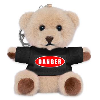 Danger Warning Oval Graphic Tee - Teddy Schlüsselanhänger - Schwarz - Vorne
