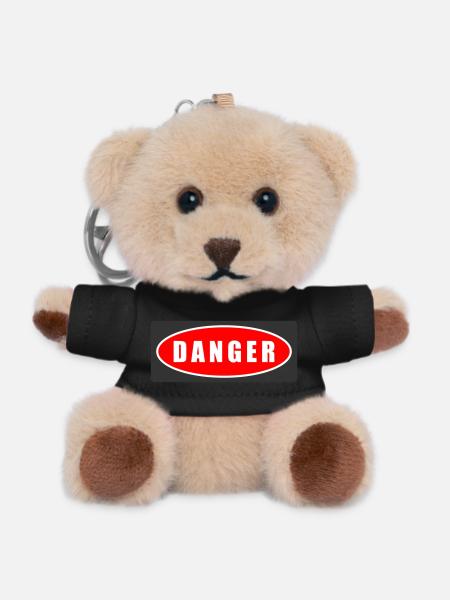 Danger Warning Oval Graphic Tee - Teddy Keyring - black