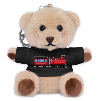 Railway, Train, Steam Locomotive - Teddy Keyring - black - Front