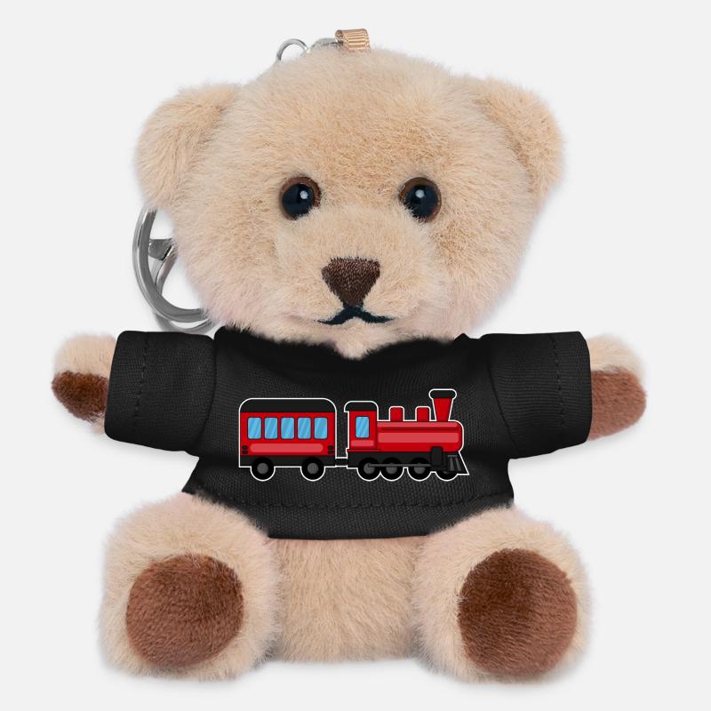 Eisenbahn, Zug, Dampflok - Teddy Schlüsselanhänger - Schwarz