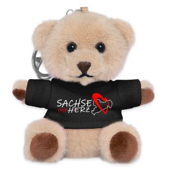 Sachse mit Herz - Herzschlag - Teddy Schlüsselanhänger - Schwarz - Vorne