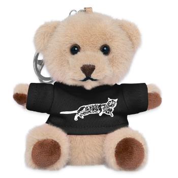 weiße Katze Katze weiß Katzen Geschenk - Teddy Schlüsselanhänger - Schwarz - Vorne