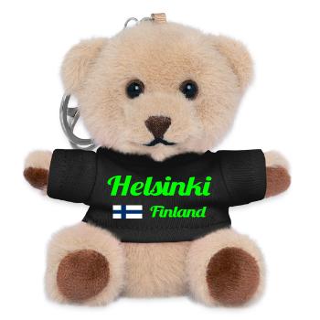 Helsinki, Finlande - Imprimés élégants - Porte-clés ourson - noir - Devant