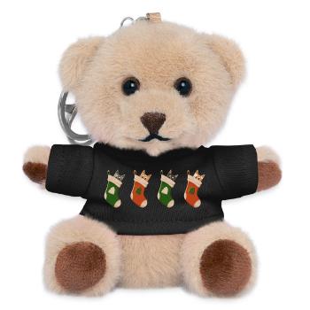 Cats in stockings for Christmas - Teddy Keyring - black - Front