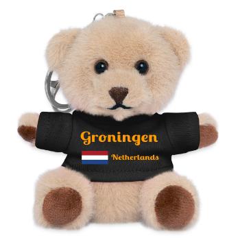 Groningen Niederlande - Stilvolle Drucke - Teddy Schlüsselanhänger - Schwarz - Vorne