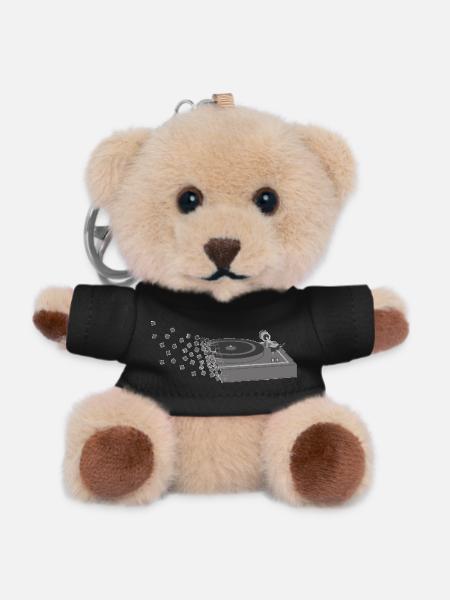 Plattenspieler Pixelart - Teddy Schlüsselanhänger - Schwarz