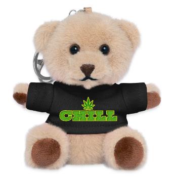 Cannabisblatt- und Chill-Typografie-Design - Teddy Schlüsselanhänger - Schwarz - Vorne