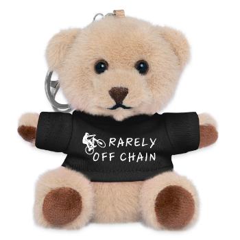 Rarement hors de la chaîne – motif de slogan cycliste - Porte-clés ourson - noir - Devant