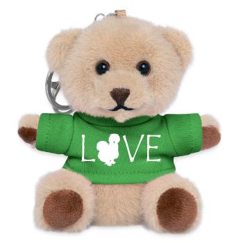 Conception d’amour de poulet en soie avec emblème animal - Porte-clés ourson - vert - Devant