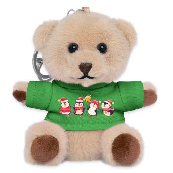 Lustige Pinguin Weihnachten - Teddy Schlüsselanhänger - Grün - Vorne
