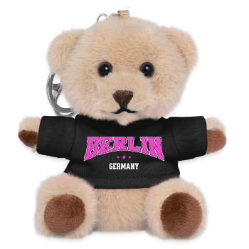 Berlin College Style Germany Lettering Pink - Teddy Keyring - black - Front