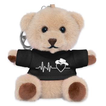 Heartbeat with Hat Silhouette - Teddy Keyring - black - Front