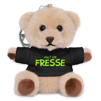 Halt die Fresse - Cooler Spruch - Teddy Schlüsselanhänger - Schwarz - Vorne