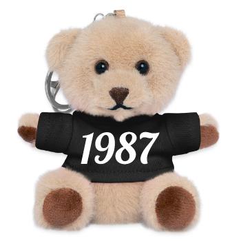 1987 Vintage 1987 Retro Birthday 1987 Gift - Teddy Keyring - black - Front