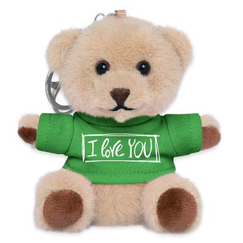 I love you - Saying in White - Teddy Keyring - green - Front