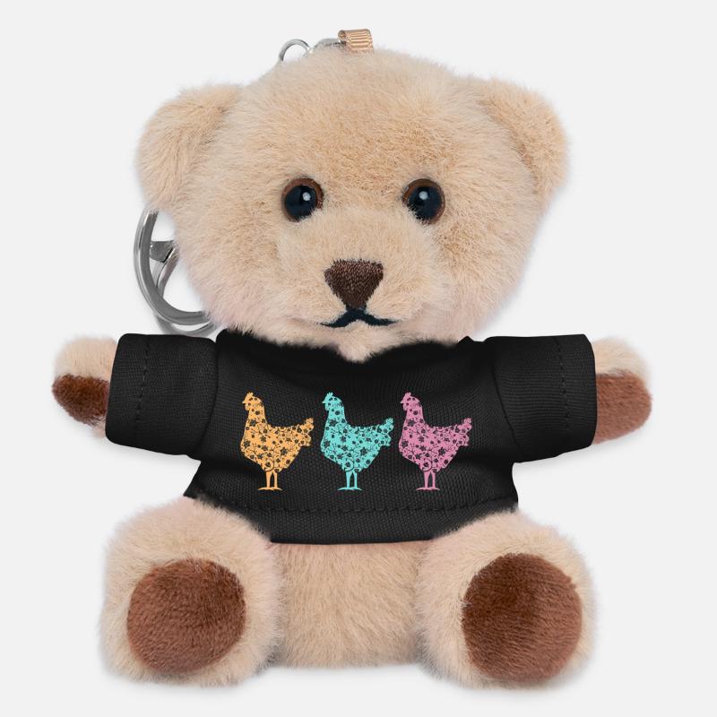 Chicken Fans - Rooster - Rooster - Flower Chicken - Organic - Teddy Keyring - black