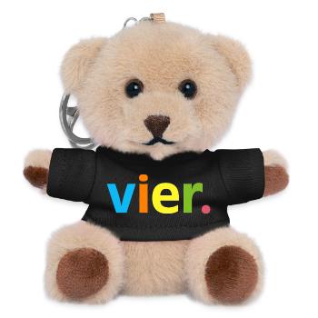 4. Geburtstag Junge Vier 4 Jahre Jubiläum  - Teddy Schlüsselanhänger - Schwarz - Vorne