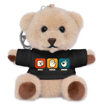 Stein Papier Ommm Lustige Meditation Yoga Meditier - Teddy Schlüsselanhänger - Schwarz - Vorne