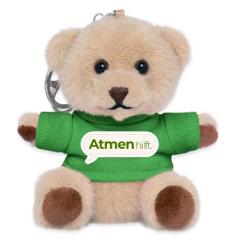 Atmen hilft – Achtsamkeitsspruch in Moosgrün - Teddy Schlüsselanhänger - Grün - Vorne