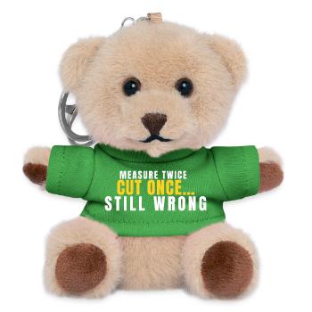 Zweimal messen, einmal schneiden, immer noch falsch, lustige DIY-Figur - Teddy Schlüsselanhänger - Grün - Vorne