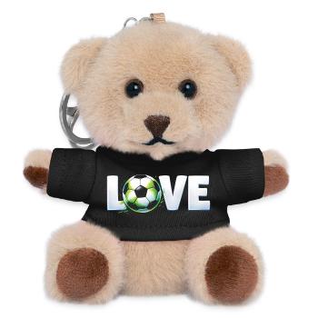 Love of Football Round Ball Design - Teddy Keyring - black - Front