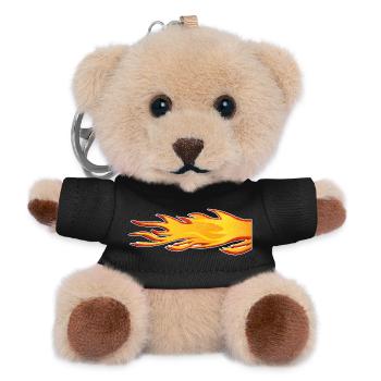 Gaz d’échappement de la queue brûlant par la flamme - Porte-clés ourson - noir - Devant