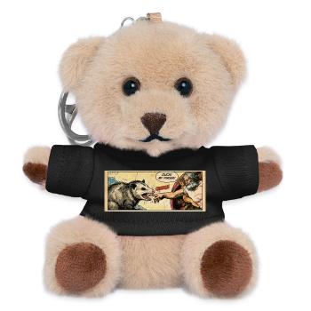 Opossum Beats God's Hand Funny Opossum Meme - Teddy Keyring - black - Front